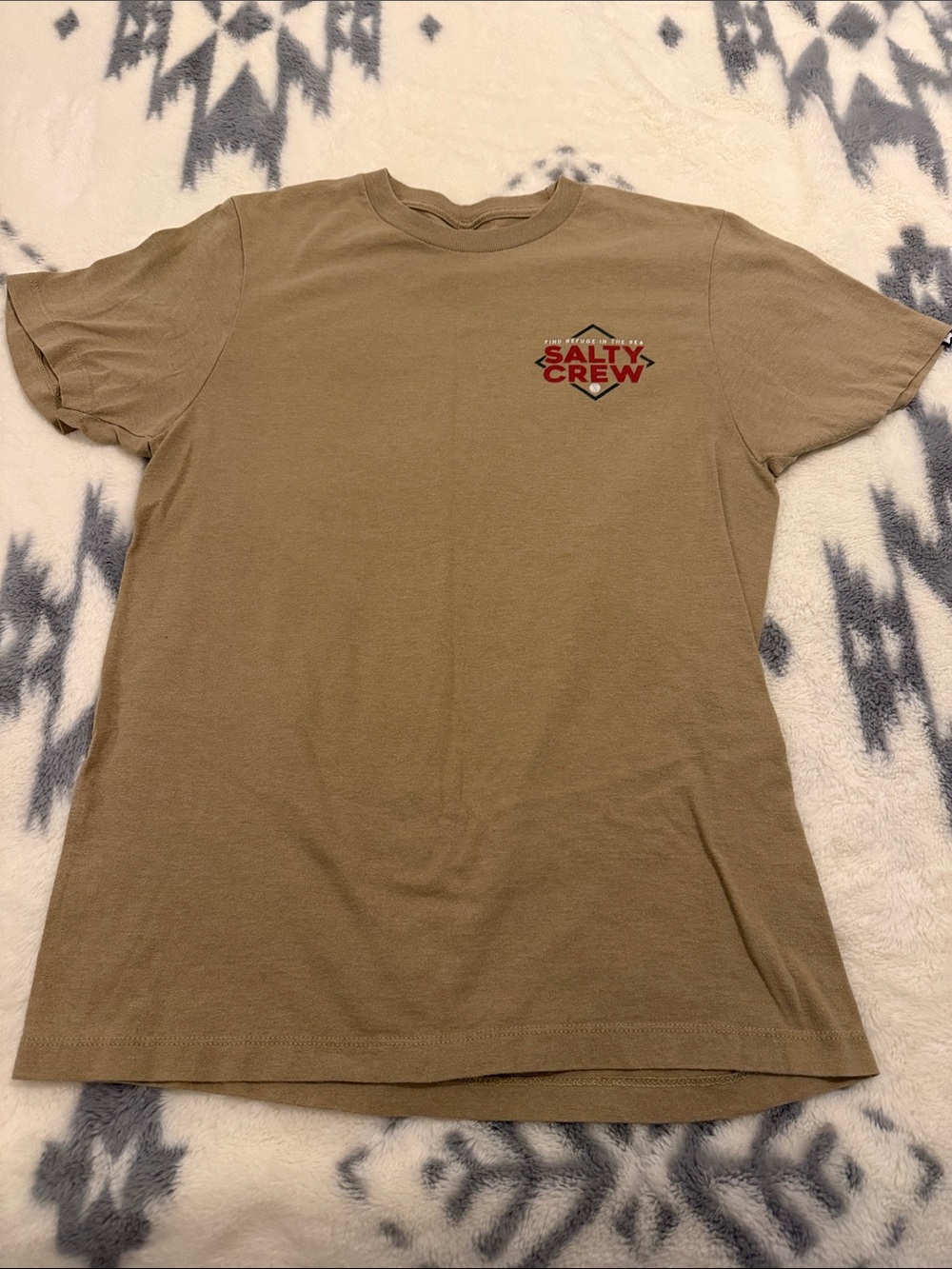 Salty Crew Short Sleeve Tee in Tan with Red Logo